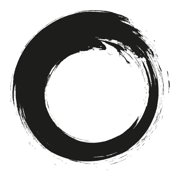 Vecteur Grungy Noir Cercle Abstrait Peint Main — Image vectorielle