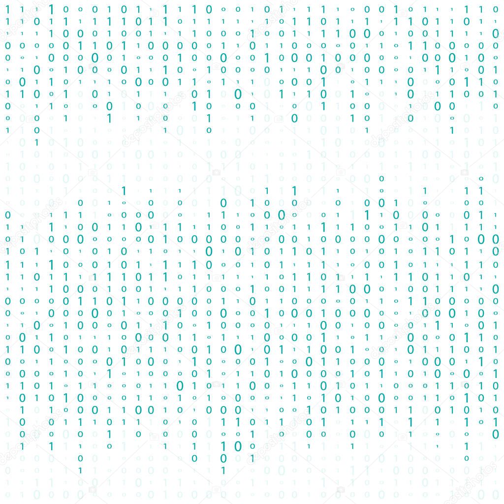 Background With Digits On Screen. binary code zero one matrix white background. banner, pattern, wallpaper.