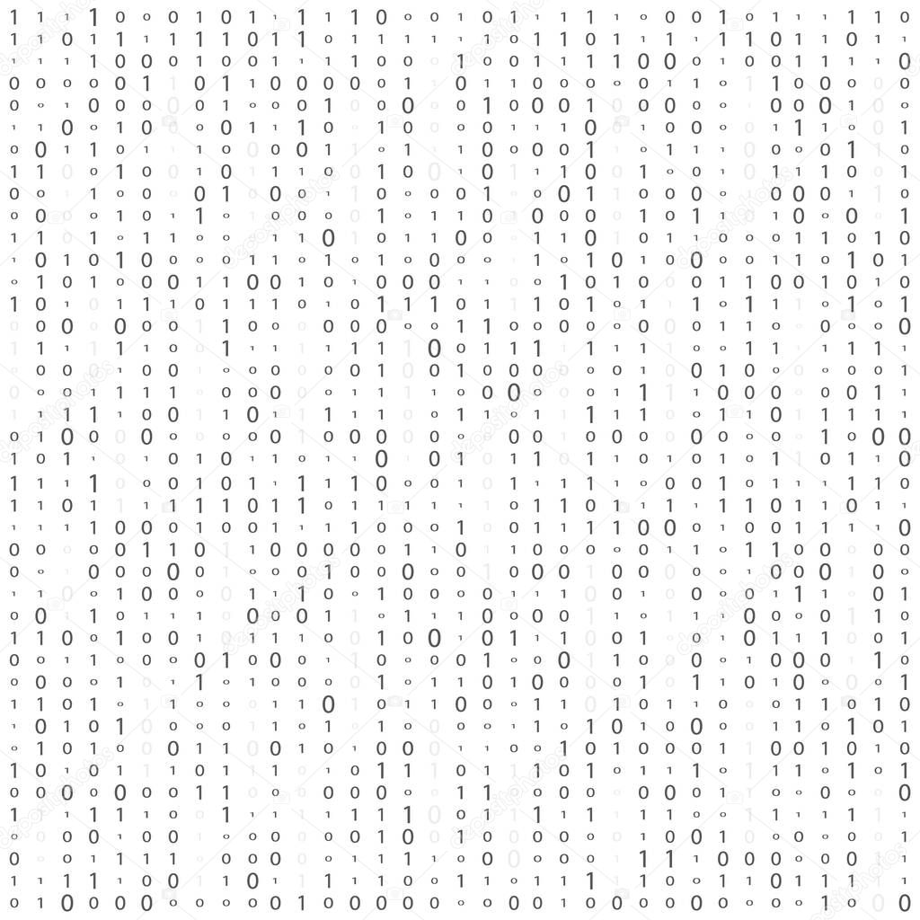 Background With Digits On Screen. binary code zero one matrix white background. banner, pattern, wallpaper.