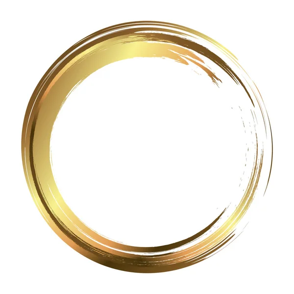 Κυκλικό Πλαίσιο Ζωγραφισμένο Πινελιές Αφηρημένο Διανυσματικό Στοιχείο Σχεδιασμού Χρυσή Έννοια — Διανυσματικό Αρχείο