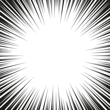 Soyut çizgi roman flaş patlaması radyal çizgiler arka plan. Süper kahraman tasarımı için vektör çizimi. Parlak siyah beyaz ışık şeridi patladı. Flaş ışını patlaması