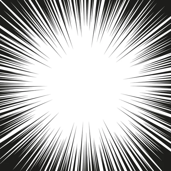 摘要漫画书闪光爆炸径向线背景 超级英雄设计的矢量图解 明亮的黑色白光带爆裂 — 图库矢量图片
