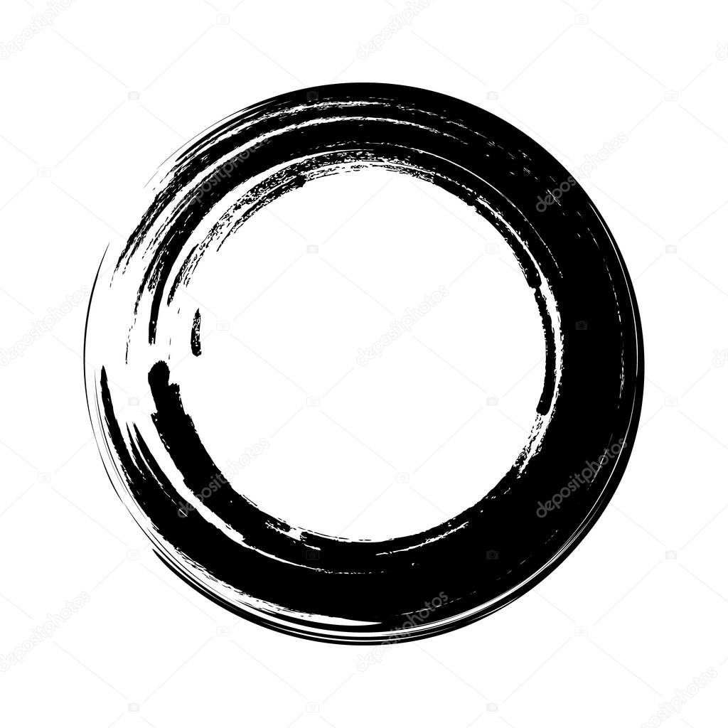 Black grungy vector abstract hand-painted circle