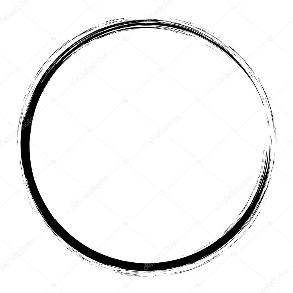 Black grungy vector abstract hand-painted circle