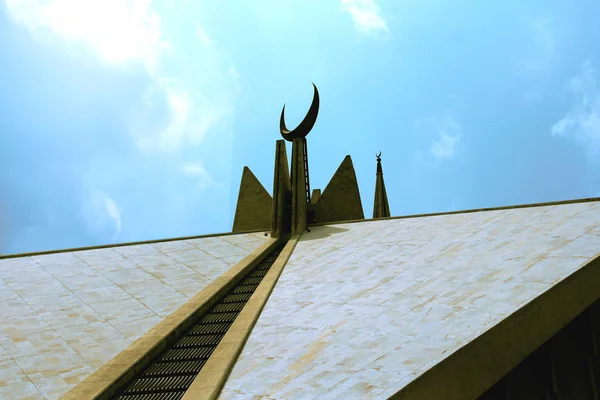 Nära Utsikt Över Övre Halvmåne Faisal Mosque Islamabad Pakistan — Stockfoto