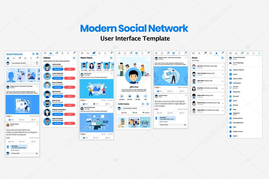 Modern Social Network User Interface Template