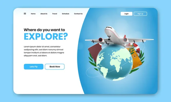 Airline Travel Website Experience Design — 스톡 벡터