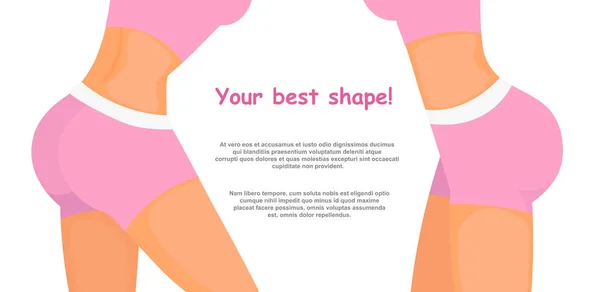 矢量插图 bodysculpt 概念与地方的文本。健身女孩身体在粉红色运动衣服, 妇女运动对接, 良好的形状, 健身应用程序, 健美, 健身房在平面卡通风格. — 图库矢量图片