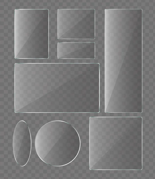 Conjunto de ilustración vectorial de placas de vidrio sobre fondo transparente. Vidrio para colección de teléfono . — Vector de stock