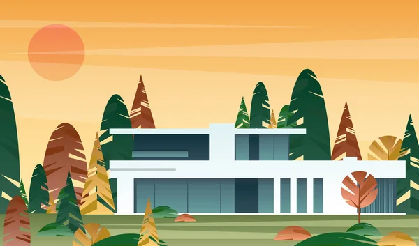 Vektor-Illustration des modernen Hauses, Immobilienkonzept im flachen Stil. Verschönerung — Stockvektor