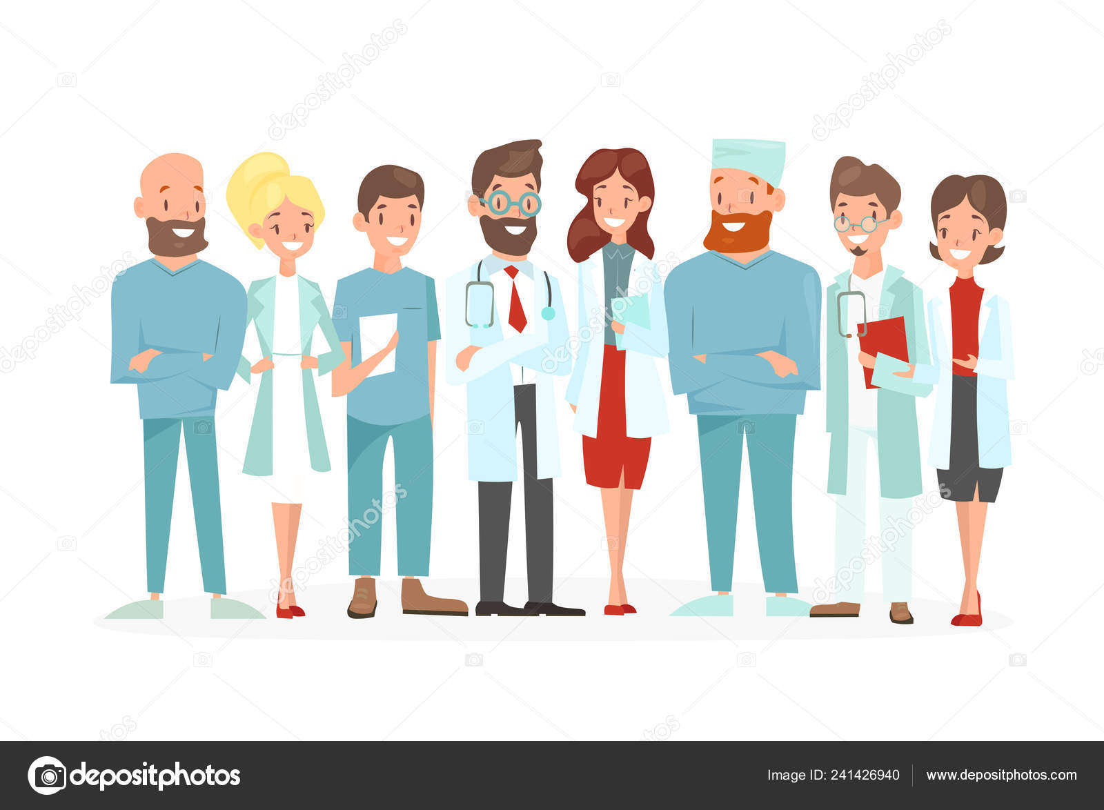 conjunto de personagens de desenhos animados de médico masculino, médico de  homem bonito em poses diferentes, trabalhador médico ou equipe hospitalar.  ícone plano de desenho animado médico em um vetor de fundo