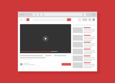 Video sunucu servis sayfası düz vektör illüstrasyonu. İnternet sitesi, Ui sayfası, Ux düzeni. Boş tarayıcı pencere karikatür konsepti. Modern eğlence, çevrimiçi eğlence teknolojisi.
