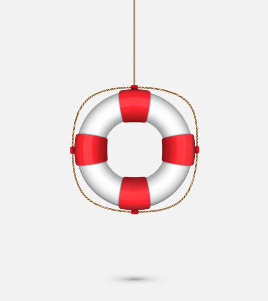 Life saver ring hanging from above — Stock Vector