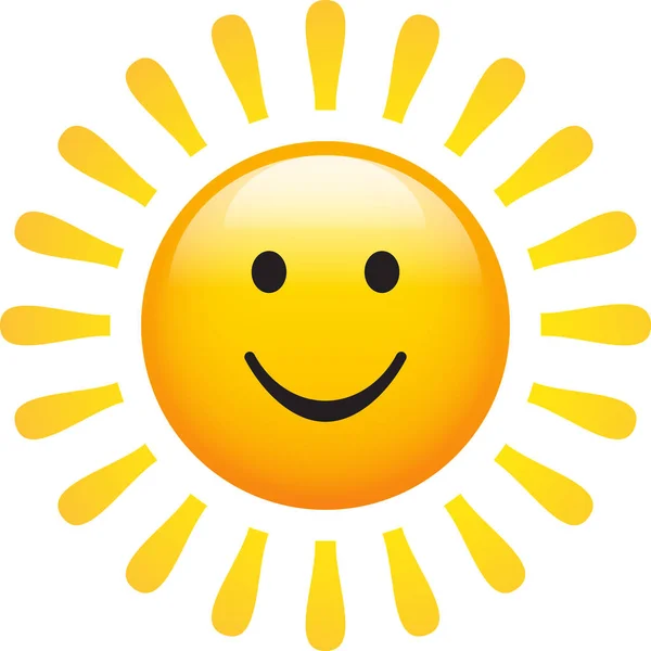 太陽は白い背景の笑顔します 輝く太陽の抽象的なシンボルです 自然の概念ベクトル イラスト — ストックベクタ