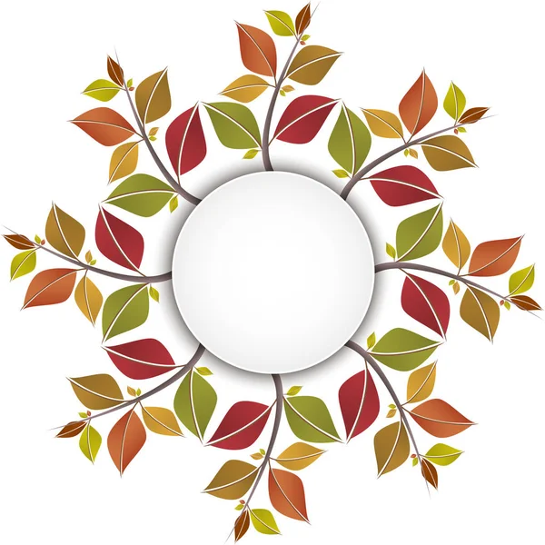 Kleurrijke Bladeren Banner Vorm Van Cirkel Herfst Kaart Abstracte Achtergrond — Stockvector