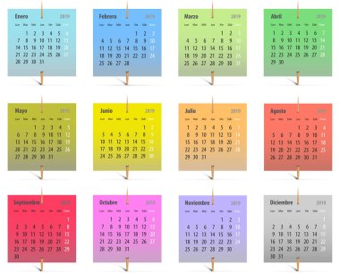 2019 İspanyolca takvimler_renk çıkartmaları