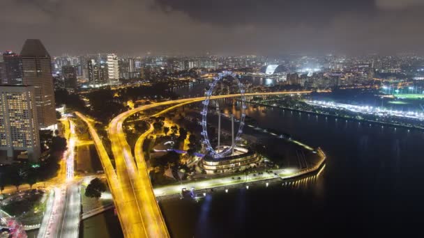 Singapur night antenowe autostrada ruchu poklatkowego — Wideo stockowe