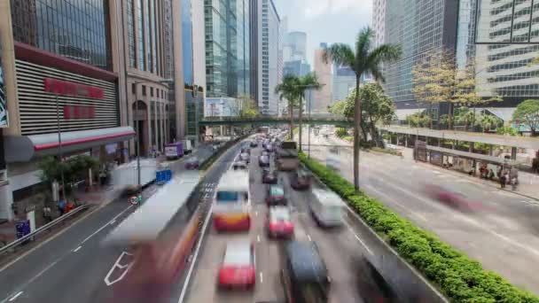 Provoz na centrální v dopravní špičce časová prodleva Hong Kong, Čína — Stock video