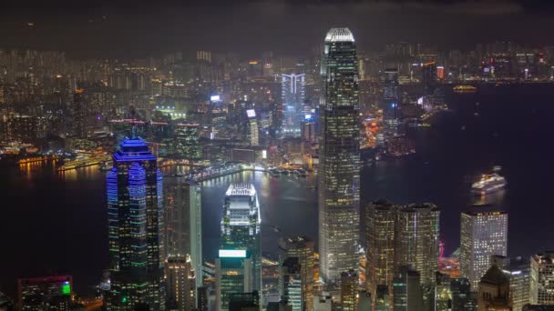 Πάροδο του χρόνου του ορίζοντας του Χονγκ Κονγκ νύχτα — Αρχείο Βίντεο