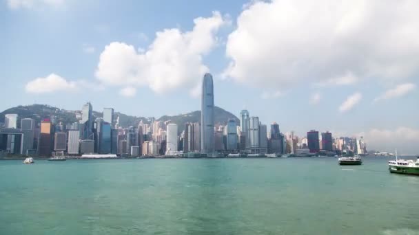 Hong Kong paisagem urbana famosa baía verão dia panorama 4k tempo lapso china — Vídeo de Stock