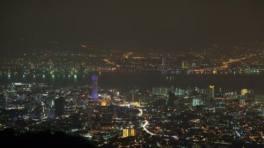 Penang gece hava George Town, Malezya timelapse