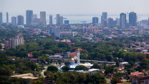 Paysage urbain aérien de Penang avec mosquée, Malaisie timelapse — Video
