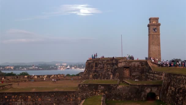 Torre del Reloj Galle Fort Moonrise, Sri Lanka timelapse — Vídeo de stock