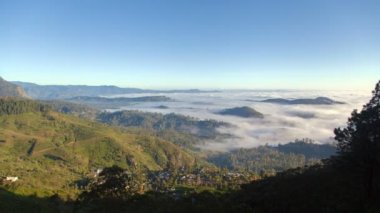 Sabah sabah köy hava manzara, Sri Lanka timelapse siste