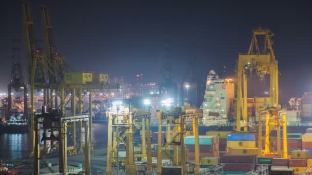 Container port at night, Colombo, Sri Lanka — Stock Video