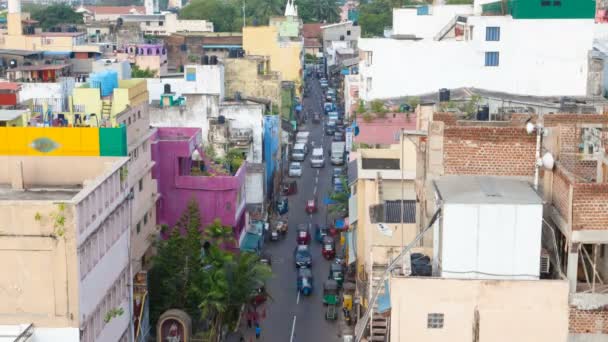 Colombo gamla staden trafikerar i smal väg antenn timelapse Sri lanka — Stockvideo
