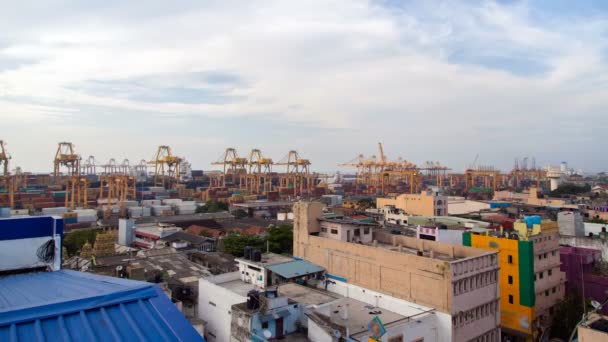 Konténeres kikötői panorama, Colombo, Srí Lanka — Stock videók