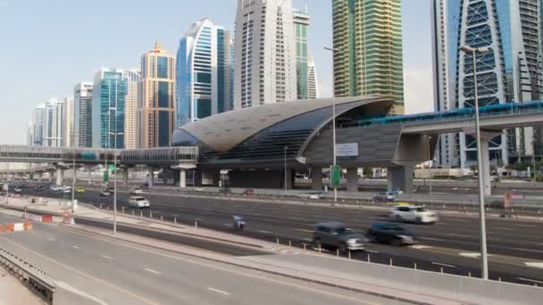 Ντουμπάι Μαρίνα κυκλοφορίας πάροδο του χρόνου. μετατόπιση προς τα επάνω — Αρχείο Βίντεο