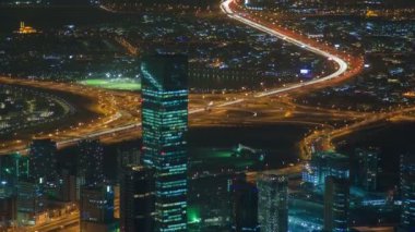 Dubai cityscape Rating gece zaman atlamalı. yukarı kaydır