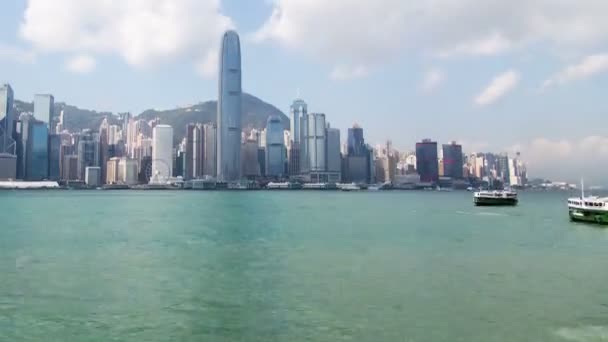 Hong Kong cityscape canal de água lapso de tempo. Preparar. — Vídeo de Stock