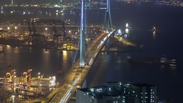 Contenitori Port Time-lapse di Hong Kong. pan up — Video Stock