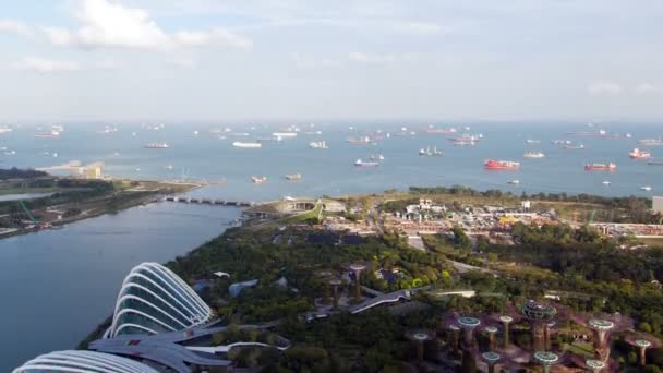 Singapur zahrady den s přístavu přístav time-lapse. Posunout nahoru — Stock video