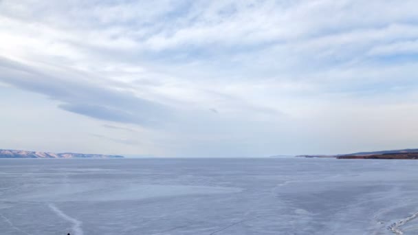 Deniz baykal kış manzara timelapse — Stok video
