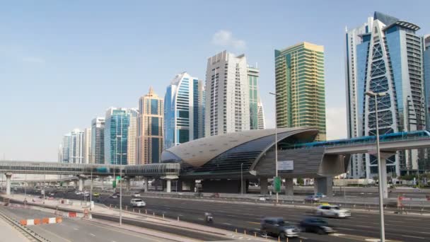 Dubai marina Jumeirah Lakes Towers traffic Dubaï timelapse — Video