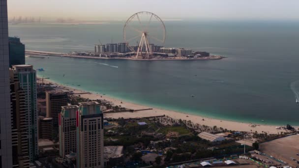 Praia da Marina de Dubai roda gigante lapso de tempo — Vídeo de Stock