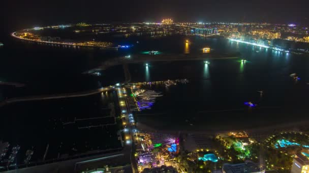 W nocy Palm Jumeirah time-lapse — Wideo stockowe