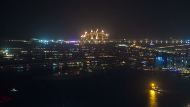 De Palm Jumeirah avond time-lapse — Stockvideo