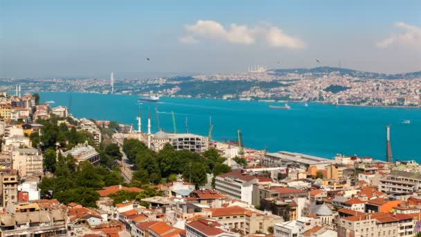 Timelapse Panorama Turecko Istanbul na úžinu Bospor — Stock video