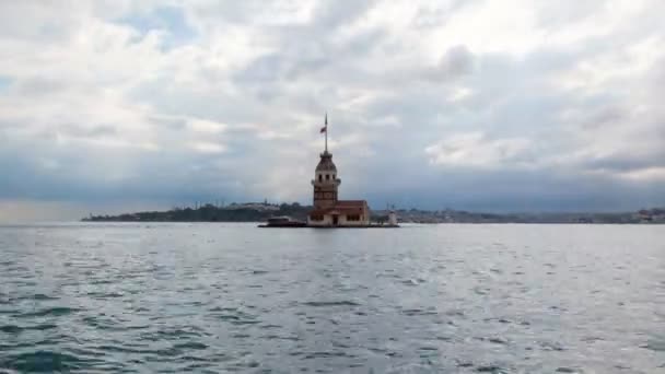 Maidens tower timelapse in istanbul, turkey, kiz kulesi tower — Stock Video