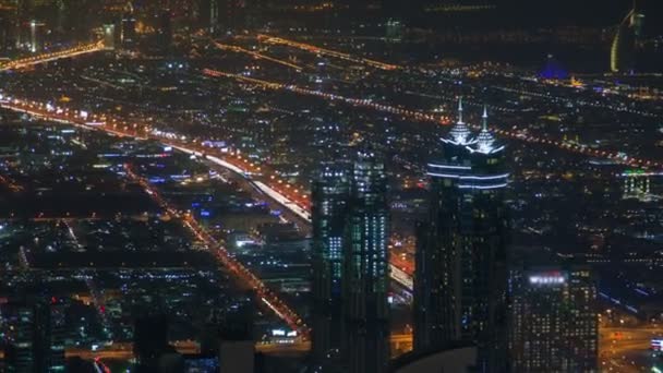 Panorama skyline Dubai time-lapse Emirati Arabi Uniti. zoom out — Video Stock