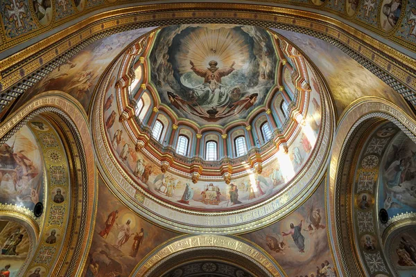 Katedral Mesih Savior Moskova Rusya Haziran 2018Interior Dekorasyon Merkezi Kubbe — Stok fotoğraf