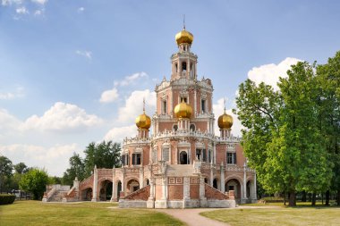 Moskova, Rusya - 1690s - Naryshkin Barok klasik anıt mimari Âlisi Fili olarak Virgin şefaat güzel Kilisesi.
