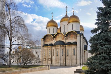 Moskova Kremlin ağaçlarda tarafından çerçeveli varsayım Katedrali