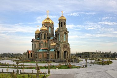 İsa Katedrali 'nin Dirilişi, Rus Silahlı Kuvvetleri' nin Kubinka 'daki Patriot tema parkındaki ana katedrali. KUBINKA, MOSKOVA REJYONU, Rusya