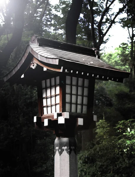 Japanese lantern in garden. Temple.