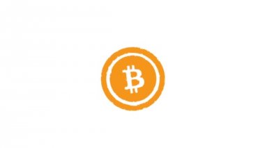 Pul Bitcoin. El bir Bitcoin işaret etkisi ile damgalama bir iş adamı. Luma mat ile sen-ebilmek seçmek istediğiniz ne olursa olsun arka plan.